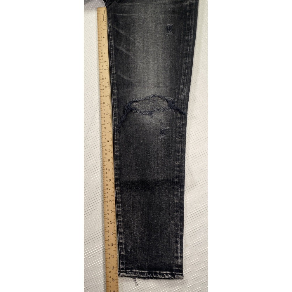 Moussy Vintage Women's Size 30 Howa Black Tapered Jeans Distressed Stretch - Picture 3 of 5
